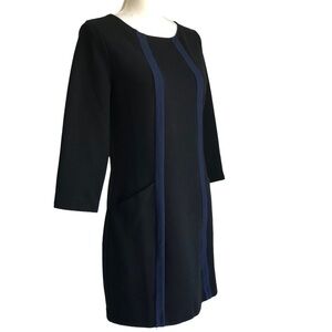 Boden Black Blue Rib Knit Sheath Dress Size 6